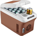 Réfrigérateur, 15 L, 12 V, connecté à Une Allume-Cigare 12V/24V ou à Une Prise 220V, 15L Compact glacière et Chauffe, Marron