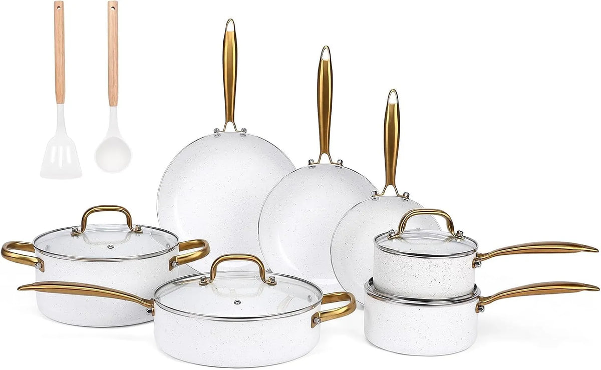 Lave-vaisselle, GFTIME, 18 pièces en céramique titane, Ensemble de casseroles et poêles antiadhésives, sans PFOA
