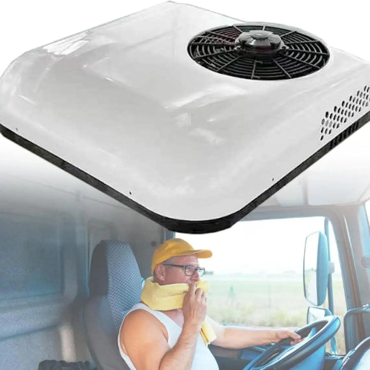 Climatiseur, 14,5 cm, 800 W, 12 V, 450 m³/h, Climatiseur 12V/24V White-12V, Inverter, camping, blanc, 7500 BTU pour Camping-Car et Camion