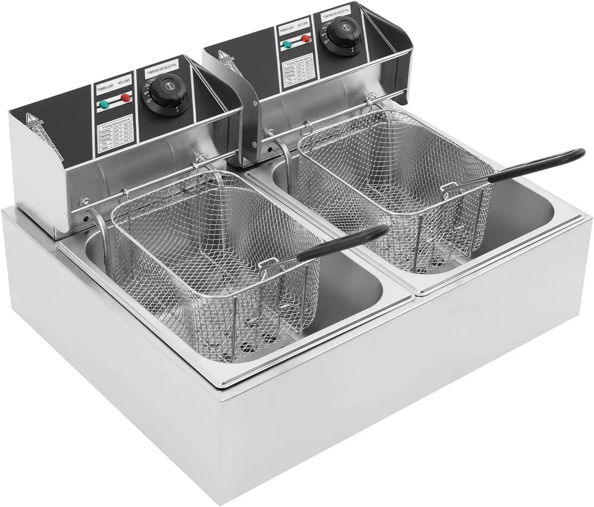 Dual Tanks Friteuse électrique, panier, pour restaurants, 2 x 6 l, contrôle indépendant de la température, à deux récipients