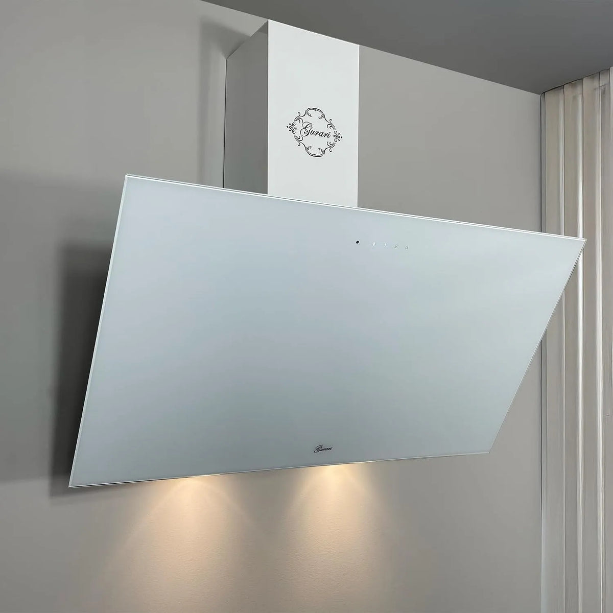 Hotte aspirante, 90 cm, 1000 m3/h, hotte de cuisine, blanc, GURARI GCH 286 WH 9 Prime N Hotte aspirante 90 cm Blanc Verre 1000 m3/h