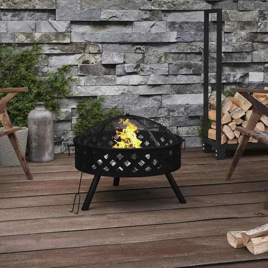 Radiateur électrique, 58 cm, extérieur, camping, Foyer avec tisonnier 58 cm XXL Acier Brasero