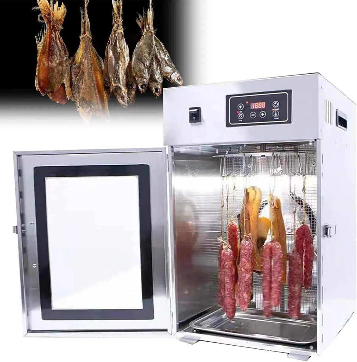 15kg/time-Standard 14/30 Crochets, Déshydrateur Alimentaire Professionnel Rotatif à 360°, Thermostat Réglable De 30 à 90℃, Capacité De Séchage De 15 à