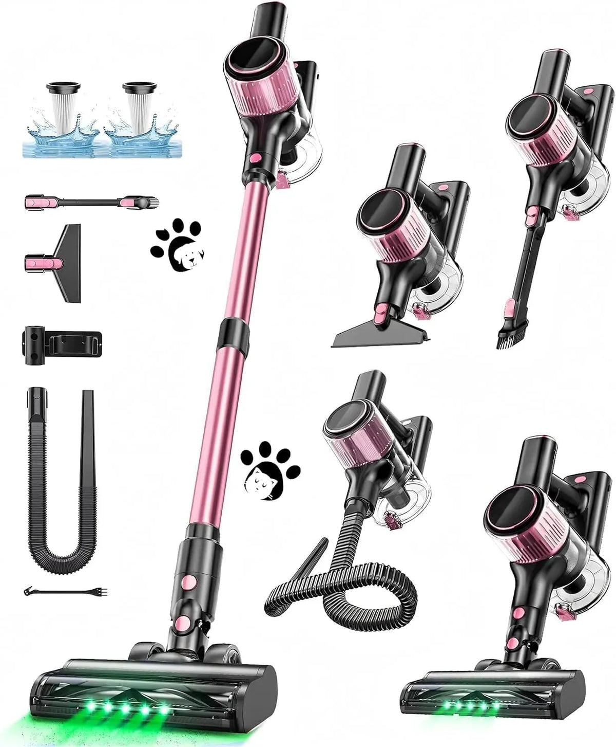 Aspirateur 55kPa/500W/45min, 500 W, 3 niveaux, LED Display