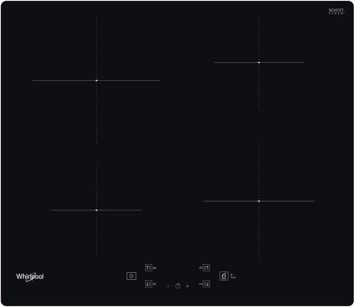 Whirlpool Q2160 Plaque à induction, 59 cm, 4 foyers, table de cuisson à induction, noir, placement