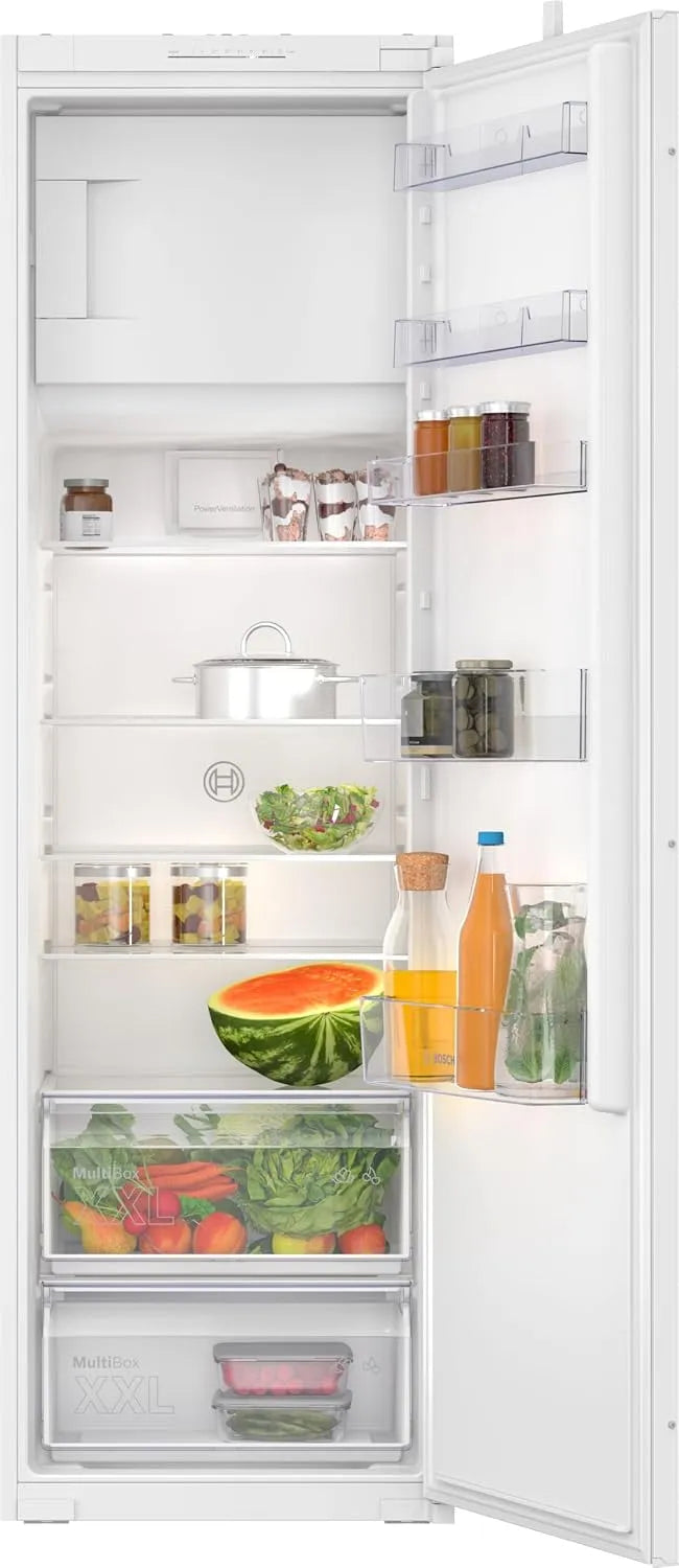 Bosch KIL82NSE0 Réfrigérateur, 280 L, 177, 2 x 54, 1 cm, 35 dB, encastrable, éclairage LED, Série 2, 30-35 dB, alarme porte ouverte