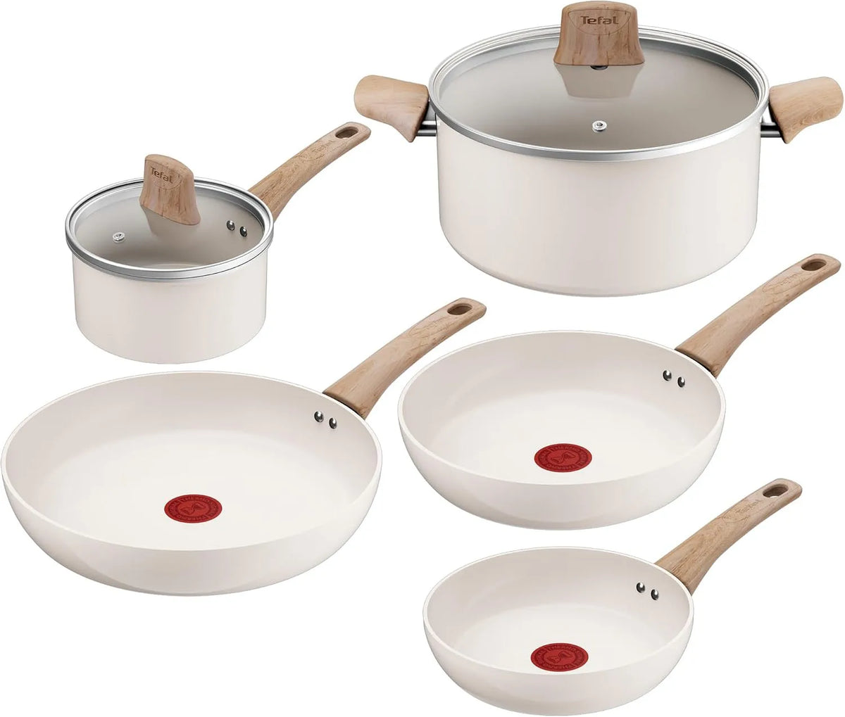 Tefal Batterie, batterie de casseroles et poêles, 7 pièces, aluminium, cuisine en aluminium recyclé