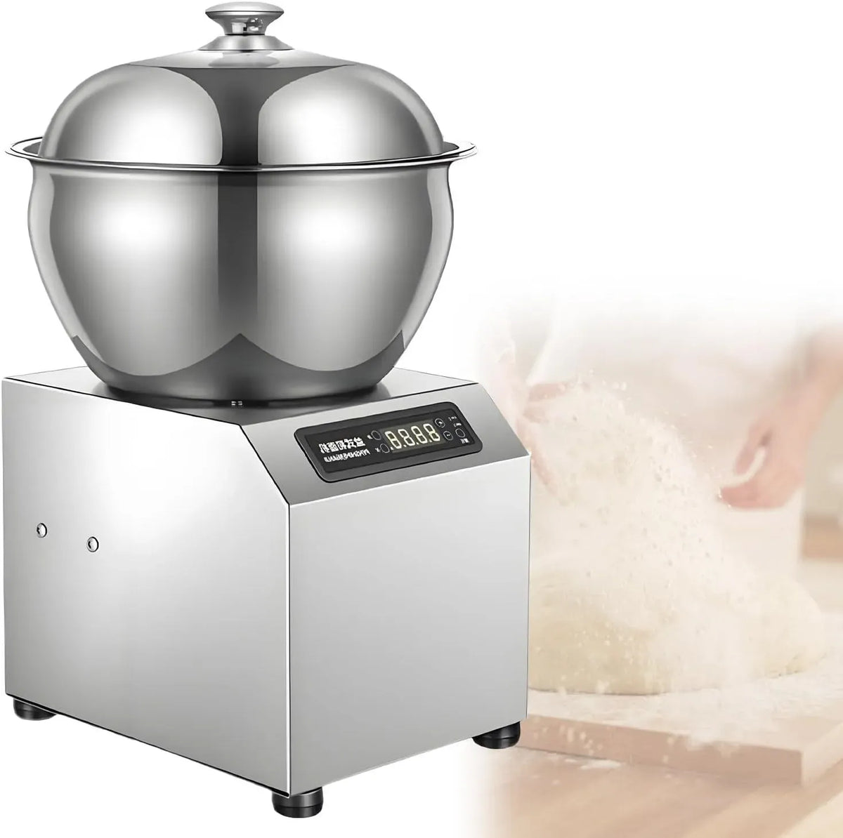 pour boulangeries, Double Rotation et minuterie, pour pizzerias et Restaurants, Pétrin électrique en Acier Inoxydable 2 200 W, cuve Amovible de 5/8 kg