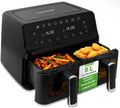 Friteuse à air chaud, 8 L, 9 programmes, noir, Capacité 4 L par Panier, Circulation 360°, 9 Programmes Automatiques