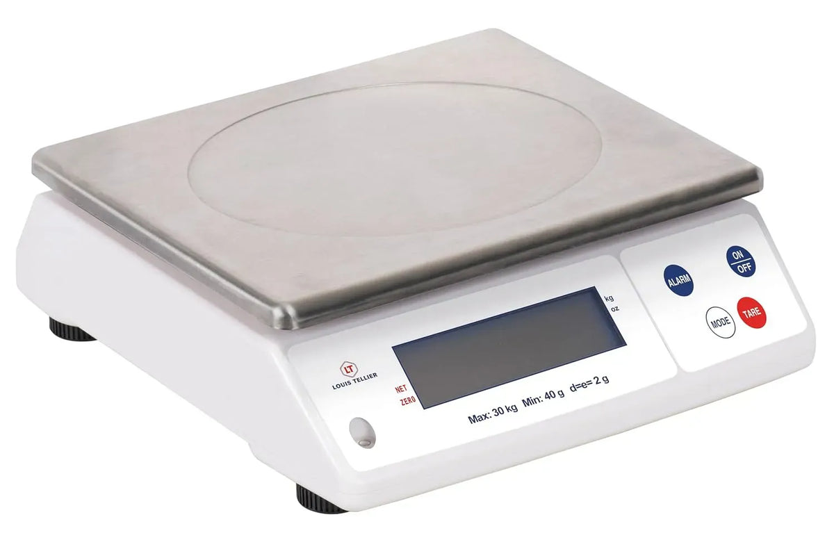 30kg/2g Balance, 29,8x23,6cm, 30 kg, 2 g, 6 cm, professionnel, amovible, acier inoxydable, cuisine professionnelle électronique 30