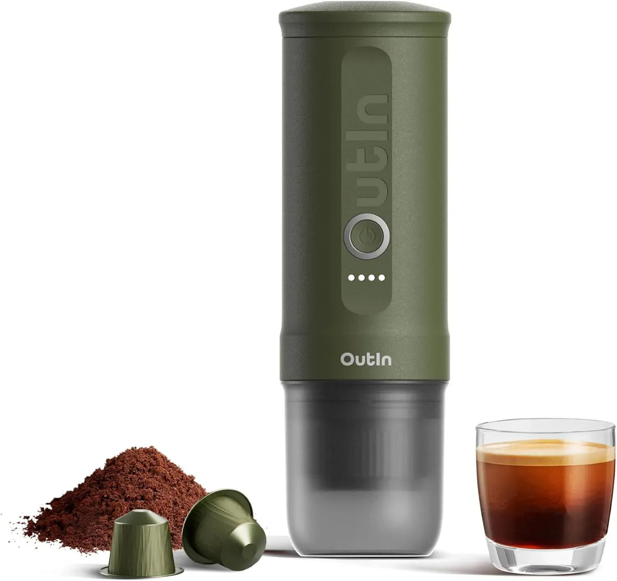 Radiateur électrique, portable, USB, camping, vert, pour café moulu et capsules NS, OutIn Nano Machine à espresso électrique portable USB-C