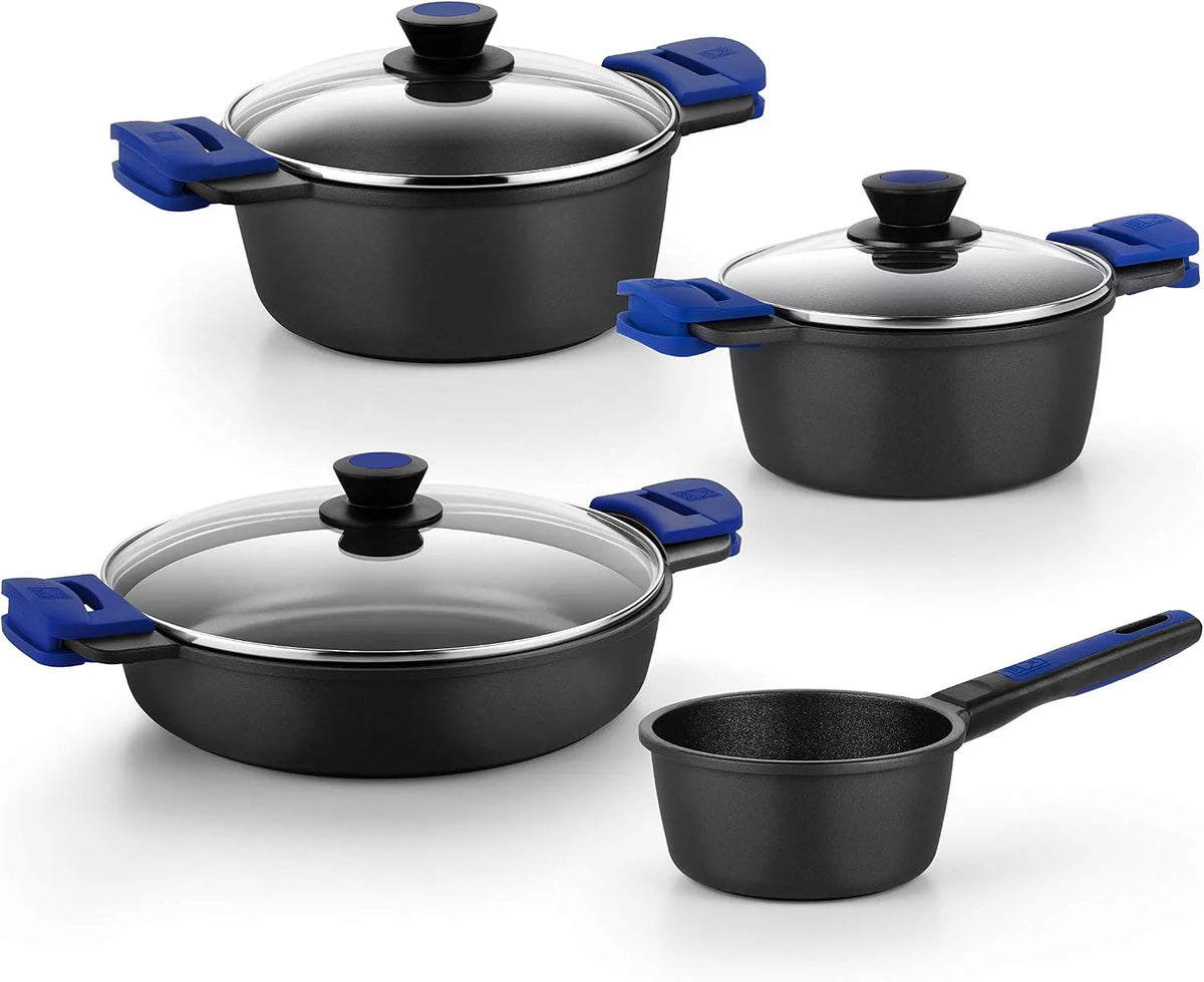 Batterie, batterie de casseroles et poêles, fonte, 7 pièces, aluminium, cuisine 7 pièces en fonte d'aluminium, BRA