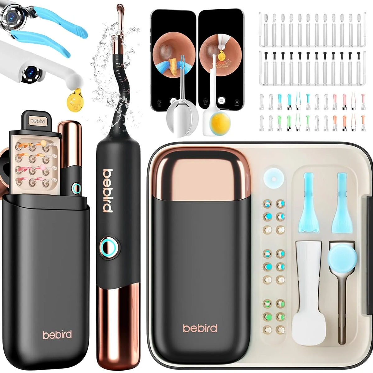 goutteur, Earsight Ultra Camera Oreille Nettoyage, pour Adultes & Enfants, Otoscope oreille Flexible et Lumière, Kit d'ear cure