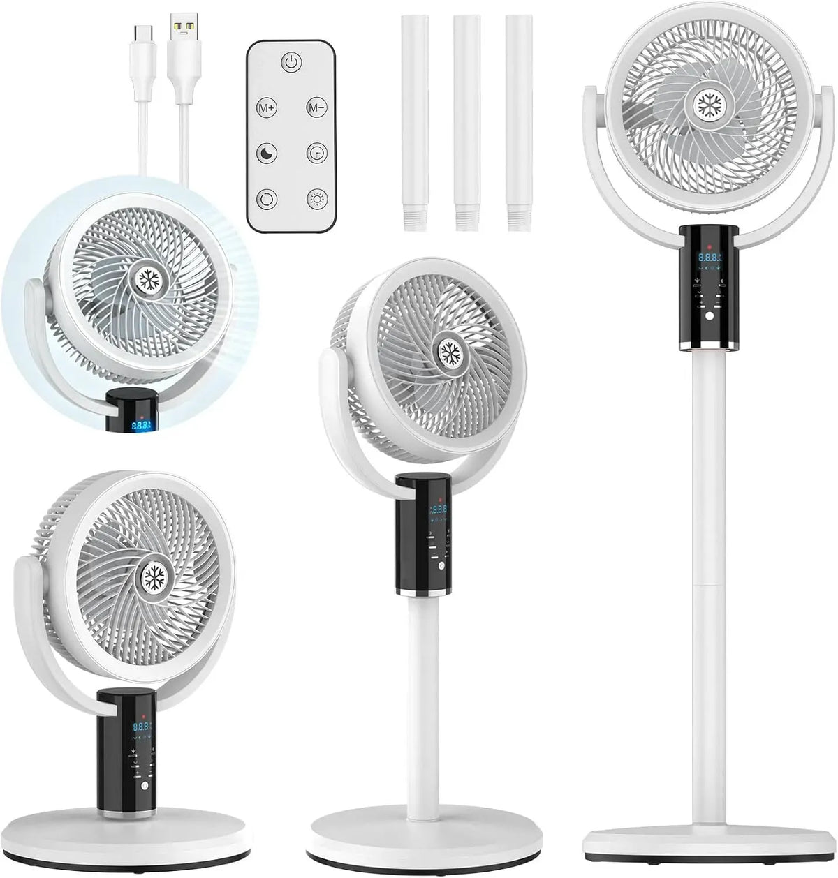Ventilateur, 101cm, 26 dB, minuteur, silencieux, Écran LED, 8 Vitesses & Minuterie 8H