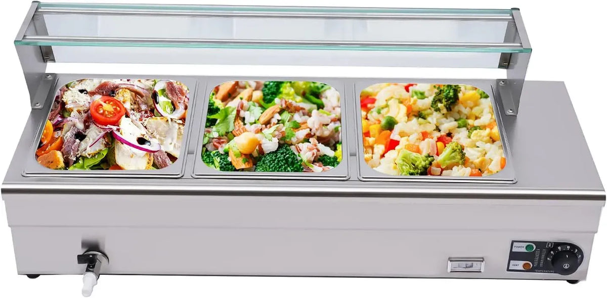 Ustensile de cuisson, acier inoxydable, ustensile de cuisine, Chauffe-repas buffet en acier inoxydable 3 poêles