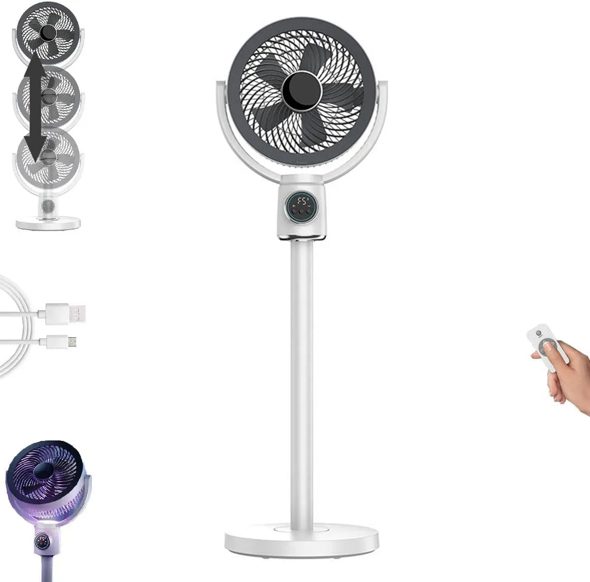 Ventilateur, éclairage LED, oscillation, Oscillation 100°, Inclinaison 90°
