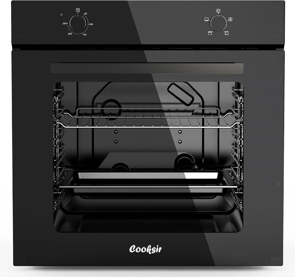 Four électrique, 60CM, 2200 W, 4 programmes, encastrable, Double Tube Supérieur, 4 Fonctions, Four Grande Capacité 65 Liters avec Prise, 2200W