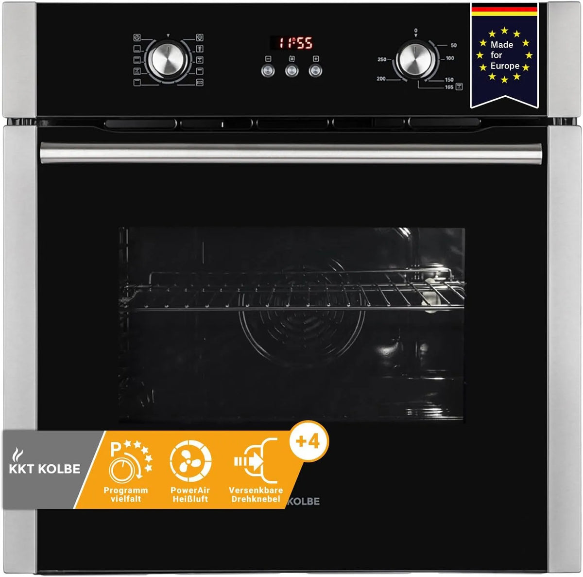Four électrique 3kW BO8805SS, 60 cm, 70 L, encastrable, minuteur, verrouillage, Timer automatique, 70L, Air chaud, Double Vitrage d'isolation