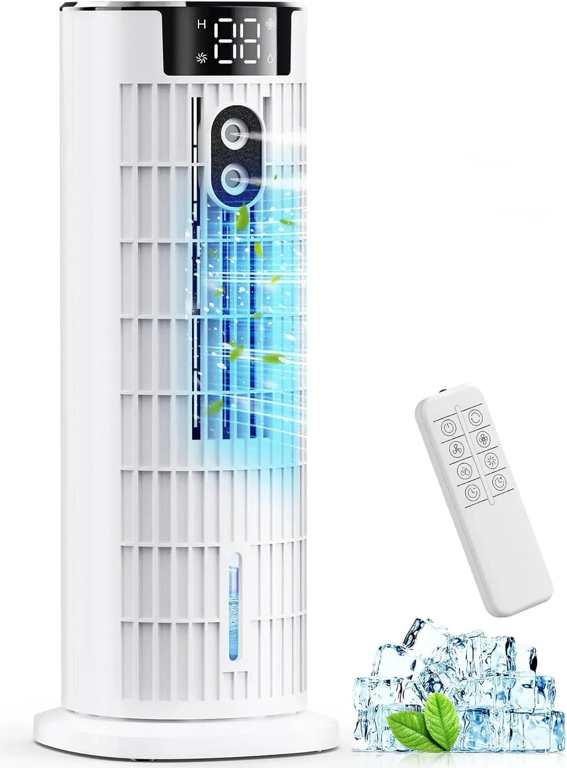 Climatiseur, portable, minuteur, oscillation, blanc, ventilateur tour 6 en 1 portable, oscillation à 90°, écran LED, minuterie 2 à 10 h
