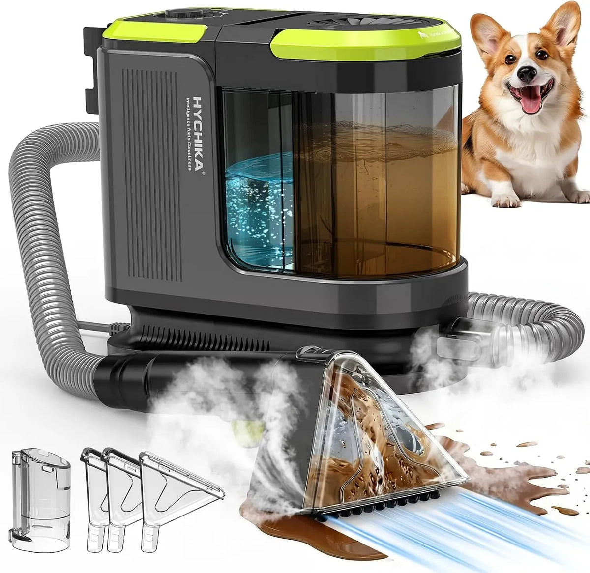 Nettoyeur, Portable, 1800 W, 17 kPa, grand réservoir, pour Tapis/Coussins/Sièges Auto, HYCHIKA