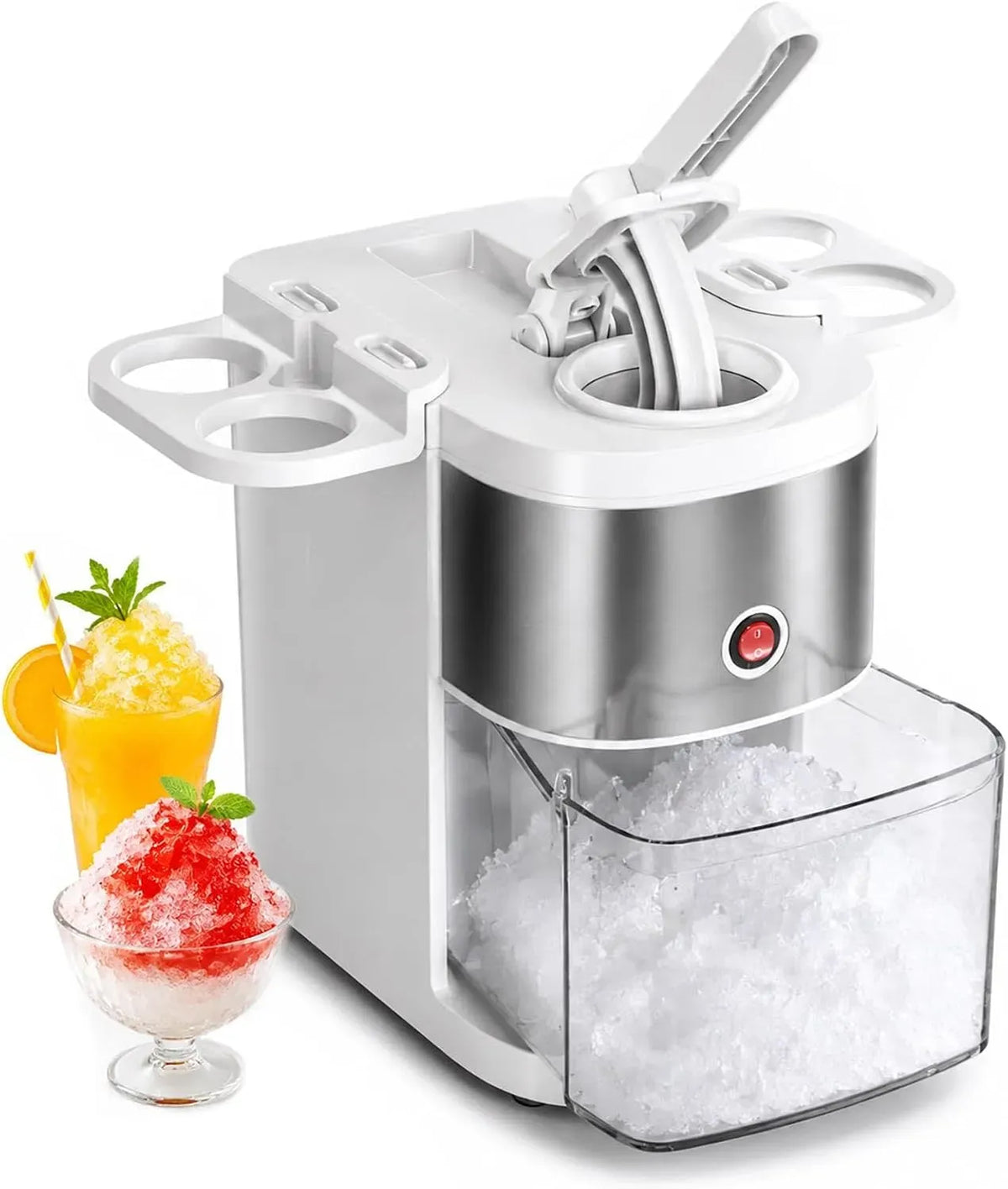 80kg/h Broyeur à Glace électrique Commercial, lames doubles en acier inoxydable, 2,5L pour Le broyage la Glace, 200W, entraxe 7 cm, idéal pour les