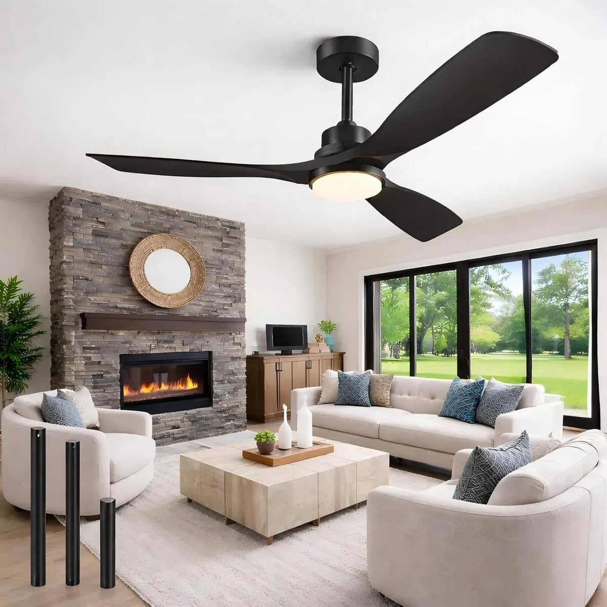 Ventilateur, 132cm, silencieux, 2 zones de température, noir