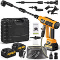 Nettoyeur haute pression, 21 V, portable, 21V Pistolet Portable avec 2*4Ah Batteries, 4 débit d'eau réglable, 6 en 1 Buse Réglable, 5m Tuyau