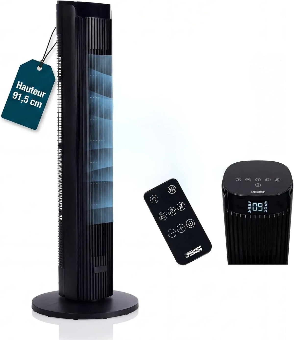 Princess Ventilateur, 91,5 cm, 40 W, silencieux, 12 vitesses, 352370, 4 modes