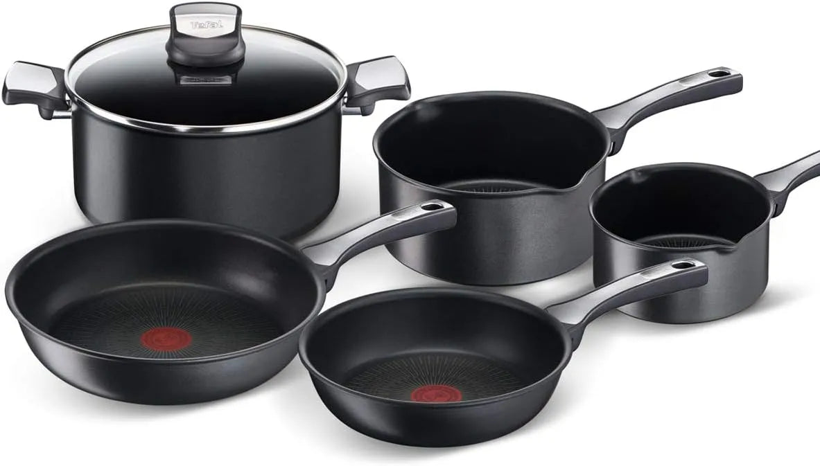 Tefal G25990AZ Ustensile de cuisson, revêtement antiadhésif, Batterie de cuisine 6 pièces, 1 faitout avec couvercle