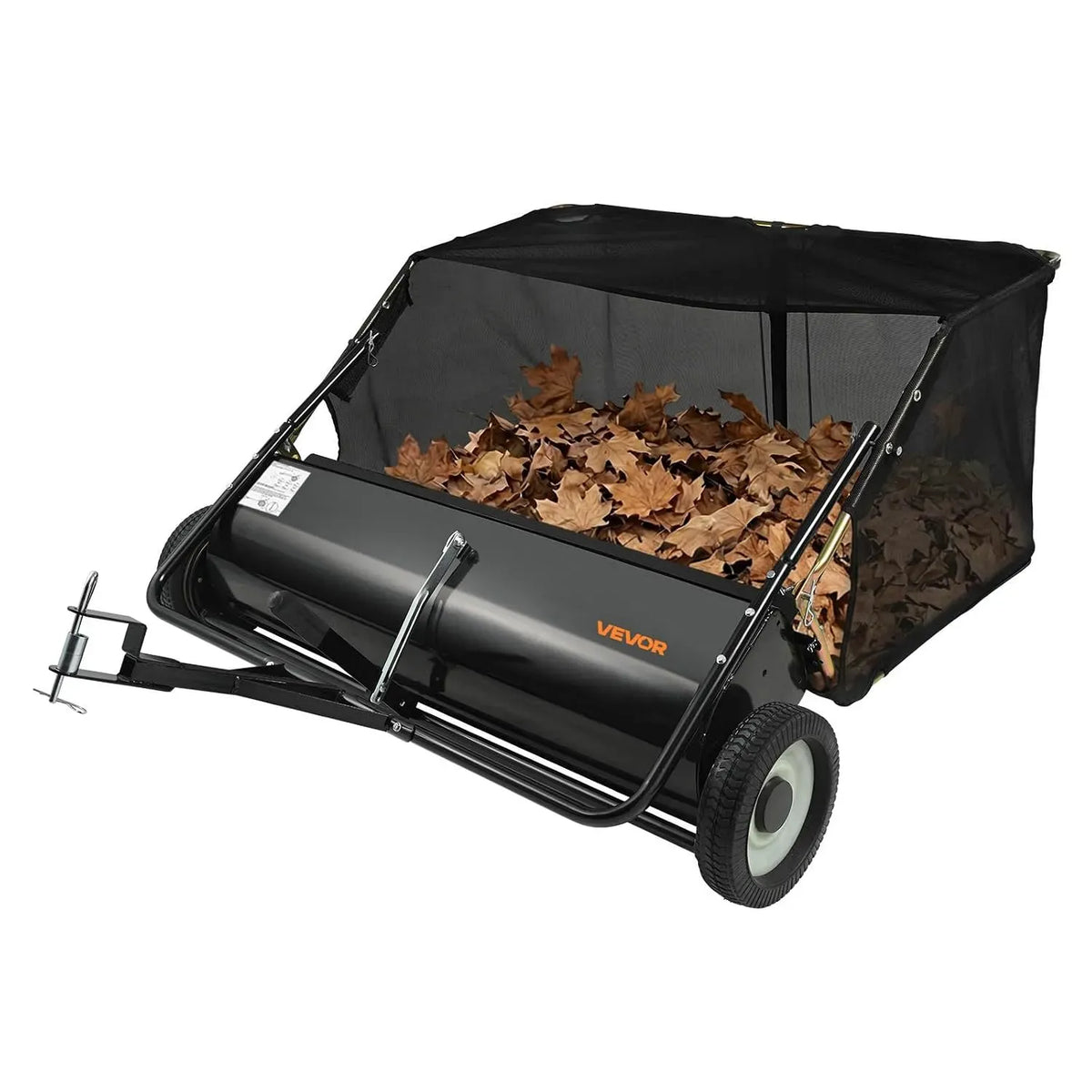 VEVOR pelouse et Ferme, Balayeuse tractée, pour Robuste et réglable en Hauteur pour Jardin, 111 cm, ramasseuse de Feuilles et d'herbe Grande capacité
