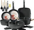 Lave-vaisselle, amovible, noir, sans PFOA, machine à laver la vaisselle, Set de Poêles et Casseroles 23 pièces Poignée amovible non toxique