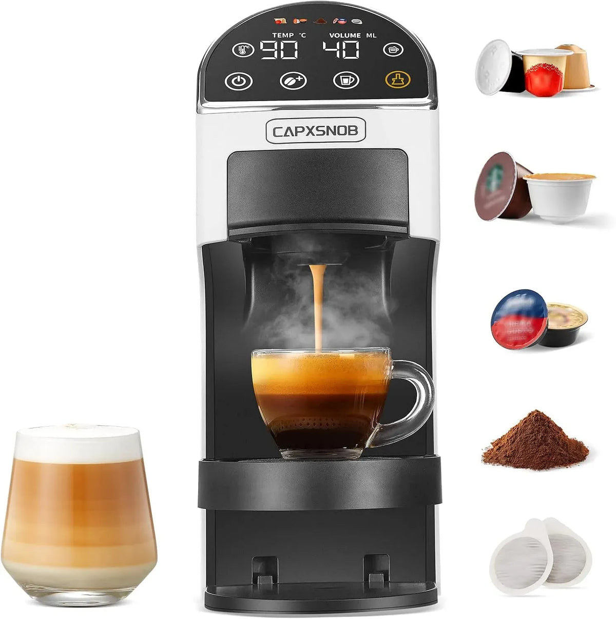 Nespresso ESE 44 Magician2 Cafetière électrique, tactile, 20bar, Écran Tactile, Sans BPA