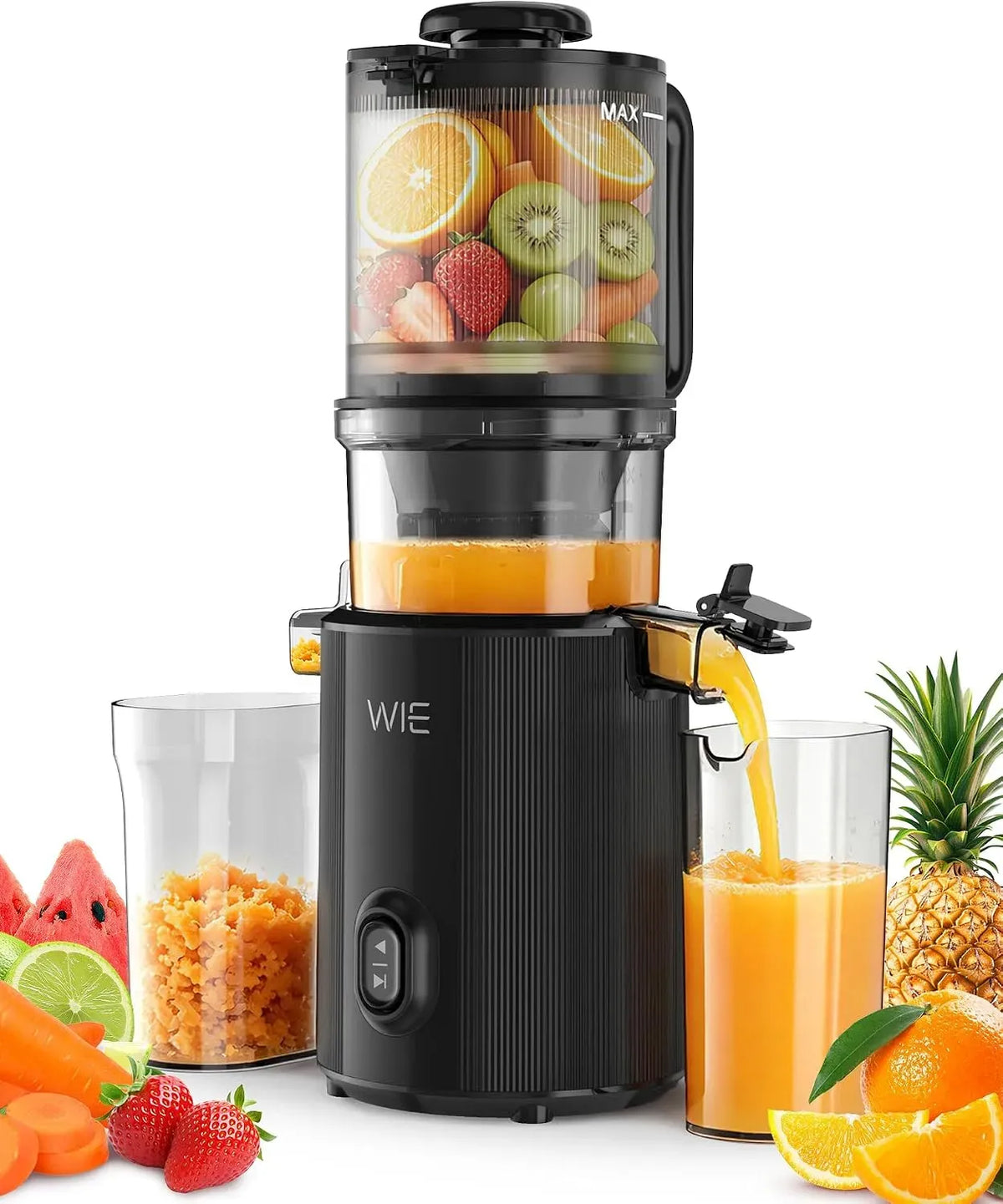 Extracteur de jus, 2.6 L, 300 W, WIE, silencieux, Presse à Froid Silencieuse