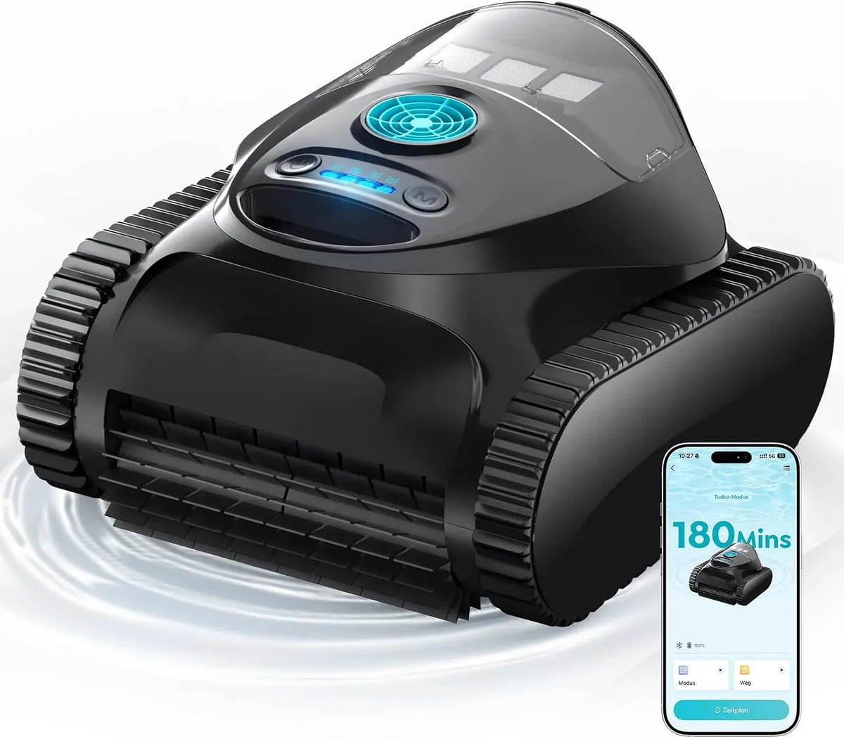 Aspirateur, bleu, 180 Min d'Autonomie, C1 Robot de Piscine Fond et Parois, 7 Modes de Nettoyage