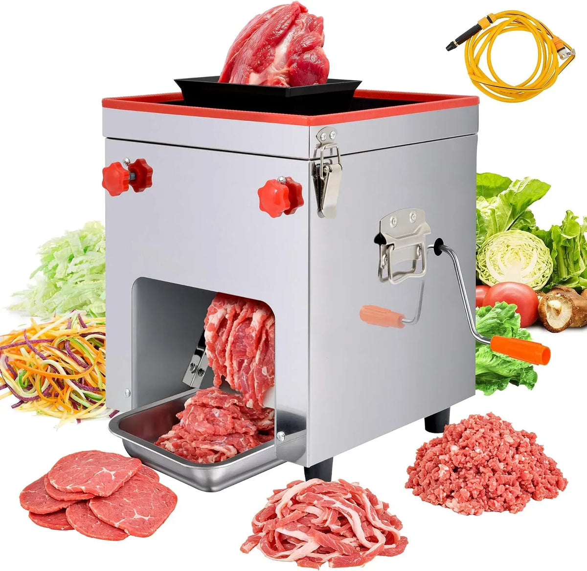 Trancheuse Electrique, pour idéale pour la maison, 850W 220V Trancheuse à viande commerciale, 150 kg/h Trancheuse multifonction 3 en 1, les