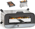 Four électrique, 4,9 L, 1700 W, HOMCOM 3-en-1, minuteur, gril, compact, acier inoxydable, grille-pain à fente longue et plancha de table, écran LED