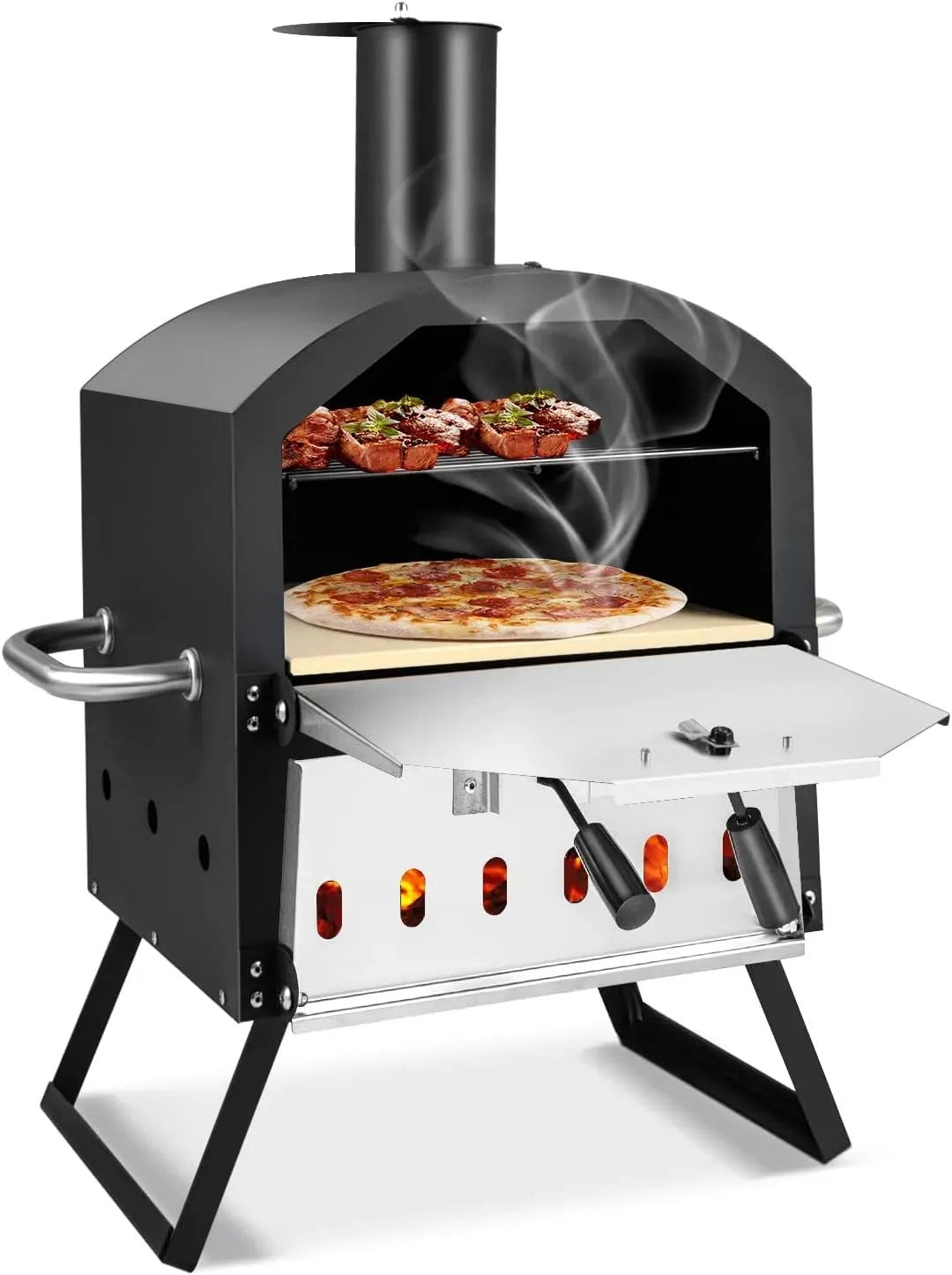 Four électrique à pizza, FANTASK, extérieur, IP65, gril, pierre à pizza et pieds pliables, pelle à pizza