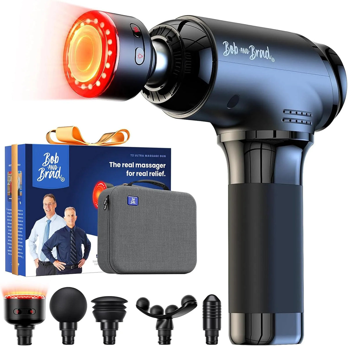 BRAD T2 Ultra Pistolet de Massage équipé de Chaleur&Thérapie LED Rouge