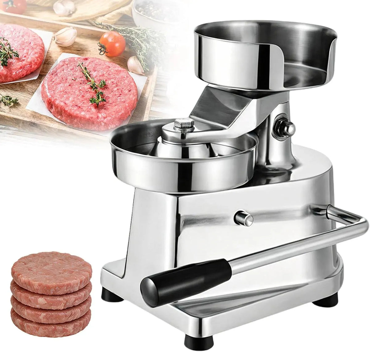150cm-6in Machine à Burger, Démontable, Barbecue, Presse, 150 mm, 150 cm, professionnel, acier inoxydable, pour Le Nettoyage