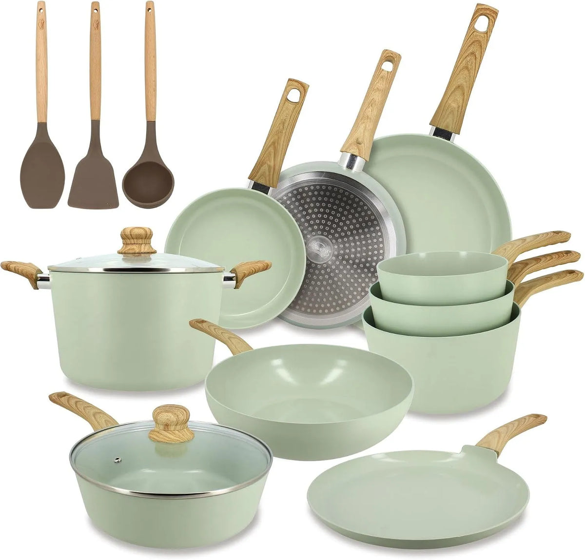 Batterie, batterie de casseroles et poêles, revêtement antiadhésif, 13 pièces, aluminium, cuisine 13 pièces avec revêtement antia