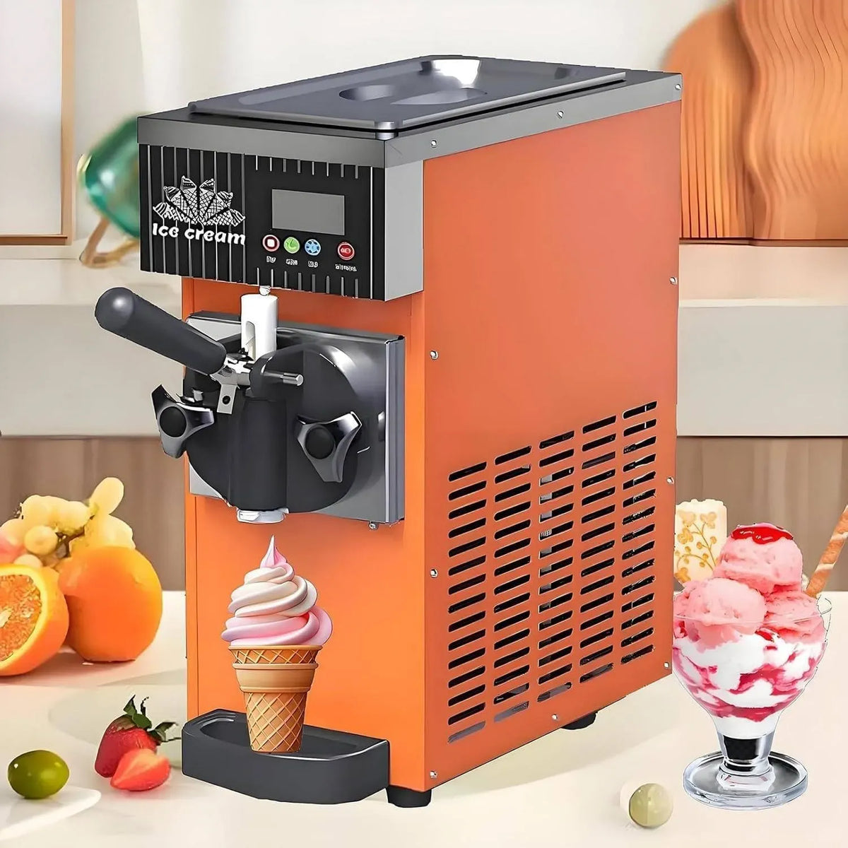 Machine à Glace, machine à glace et sorbet, 450 W, écran LCD, professionnel, pour la Maison