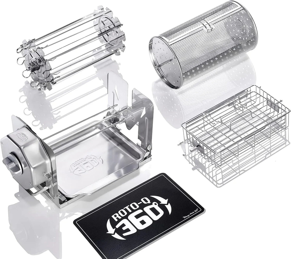 Q 360 Barbecue, extérieur, gril, acier inoxydable, sans fil, pour Grills, ROTO-Q