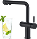 Évier de cuisine, acier inoxydable, noir, potable, filtre, Faustina Robinet de cuisine 3 voies avec douchette extensible