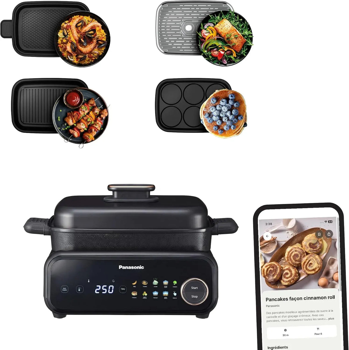 Panasonic NF-GM400 4-en-1 Lave-vaisselle, 1400 W, 40 à 250 °C, gril, 9 Modes Automatiques, Grill électrique, BBQ