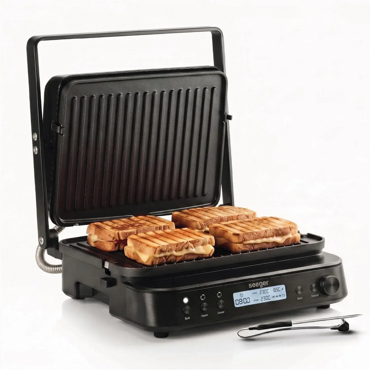 3-en-1 MultiGrill, Plancha, gril à panini et croque-monsieur, 2000 W, 80 à 230 °C, Seeger