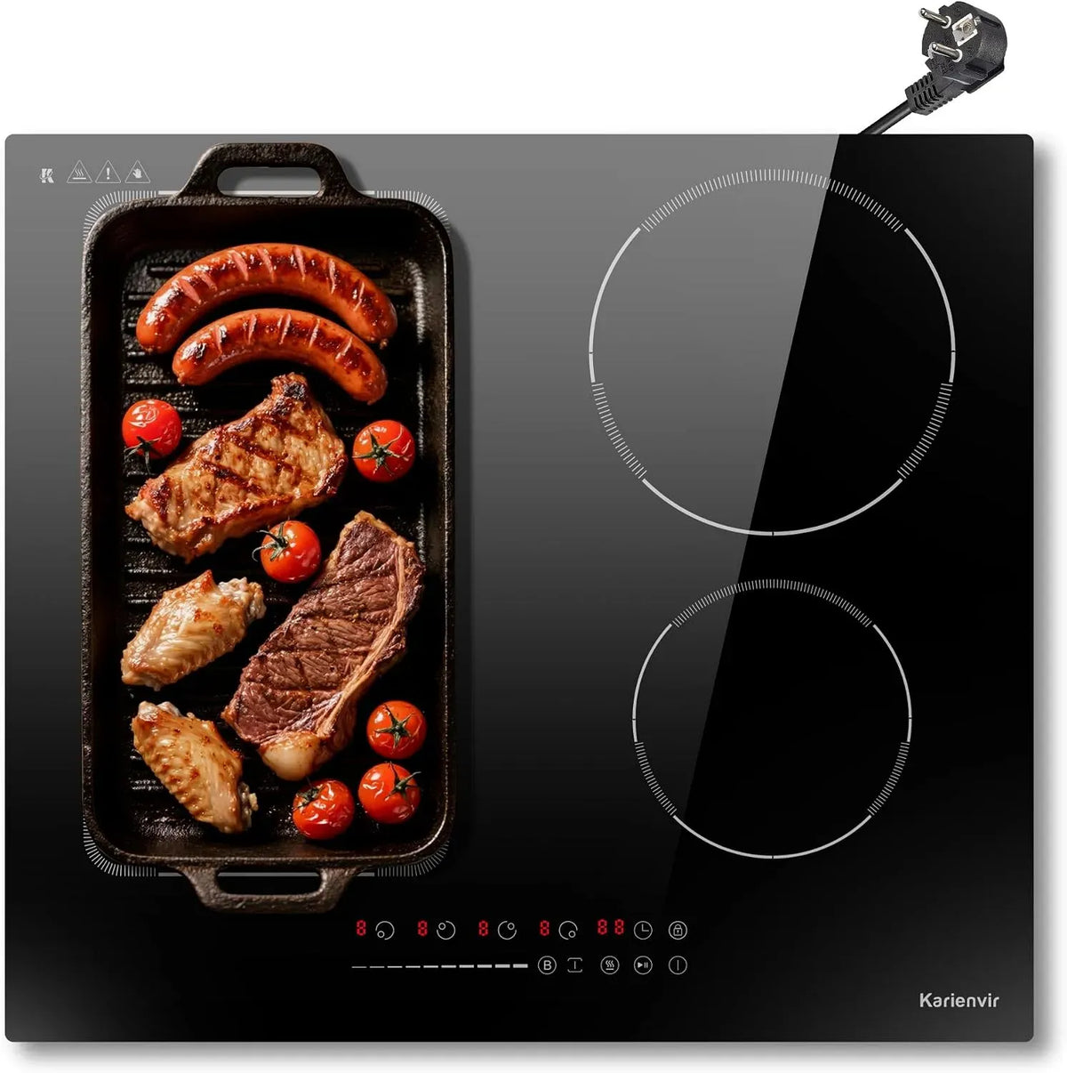 Plaque à induction, 4 foyers, 3500 W, table de cuisson à induction, zone flexible, Boost, verrouillage, minuteur, maintien au chaud, Fonctions Boost