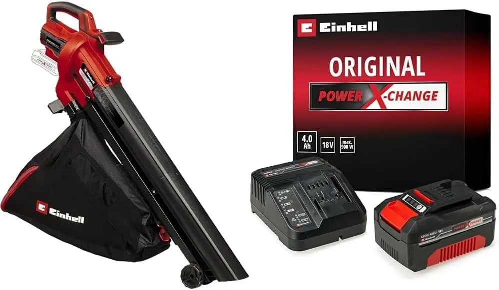 Einhell Aspirateur, 45 L, 18 V, 500 m³/h, soufflage Jusqu'à 210 km/h, Chargeur et Batterie 4,0Ah, Sac collecteur 45 L, Li-ION