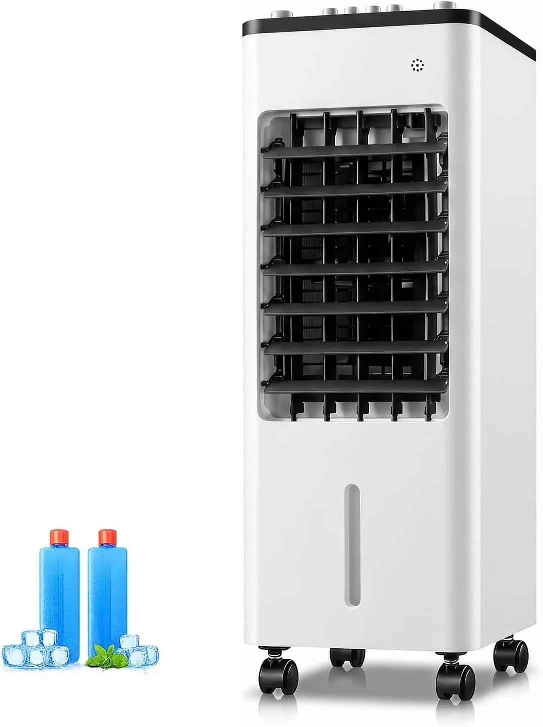 Climatiseur, 9 L, FQMYLTYN, portable, extérieur, 3 vitesses, oscillation, noir, Oscillation à 90° avec 2 Pains de Glace