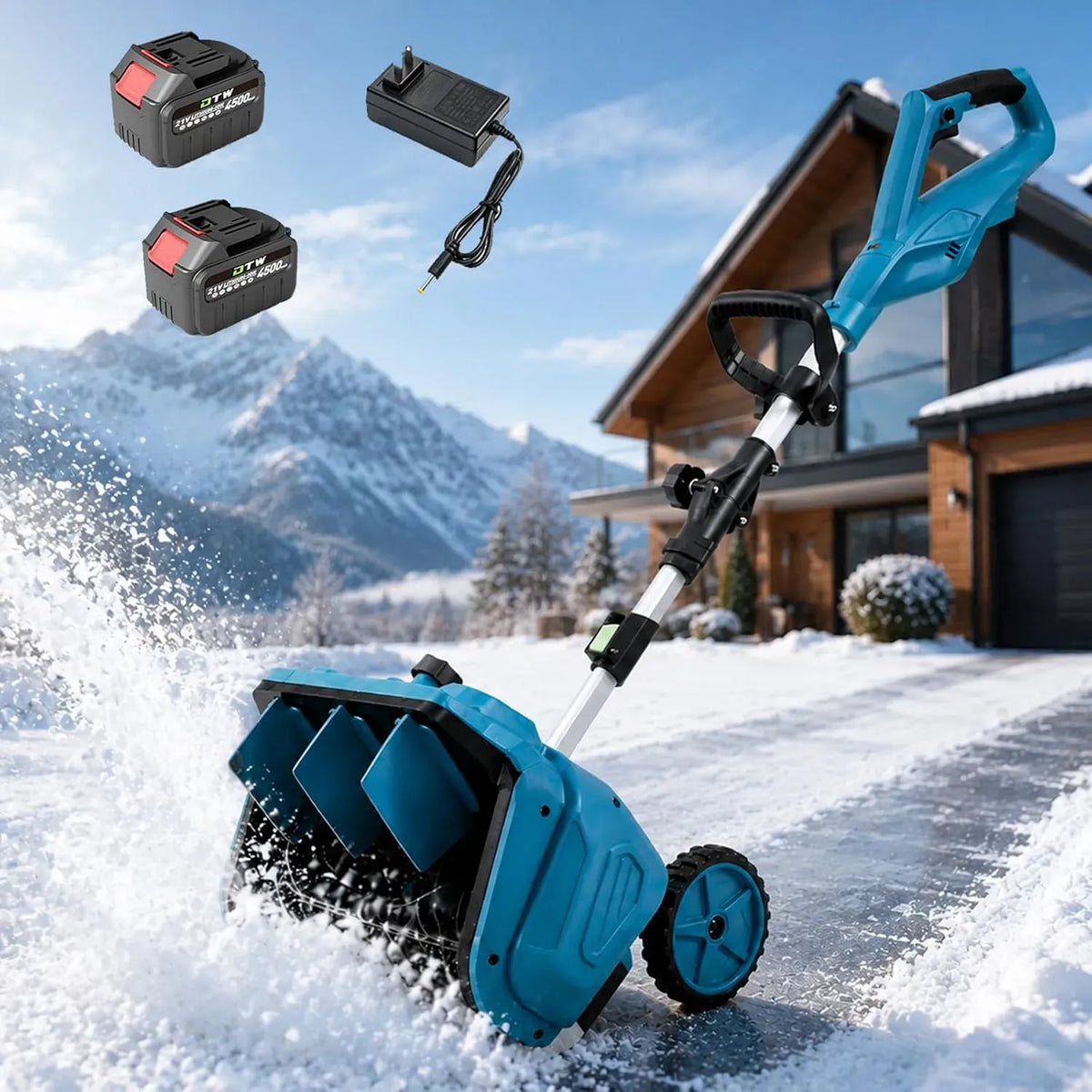 4.5Ah Chargeur, machine de déneigement, 40 cm, 7,6 m, sans fil, pour allées