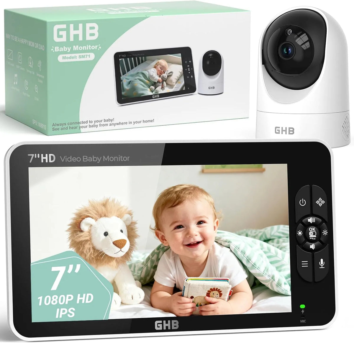 1080P 168H Babyphone, Caméra, moniteur vidéo pour bébé, GHB